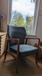 Fauteuil/ stoel Leen Bakker blauw hout, Huis en Inrichting, Fauteuils, Zo goed als nieuw, Ophalen
