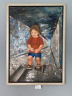 “Kleine jonge” olieverf schilderij, 100X70 cm, Ophalen of Verzenden