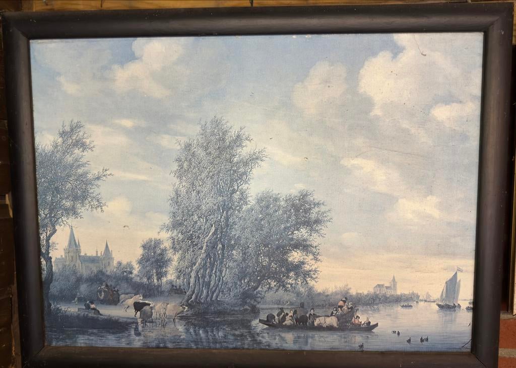 Schilderij met rivierlandschap, 75x60 cm🖼️, Ophalen