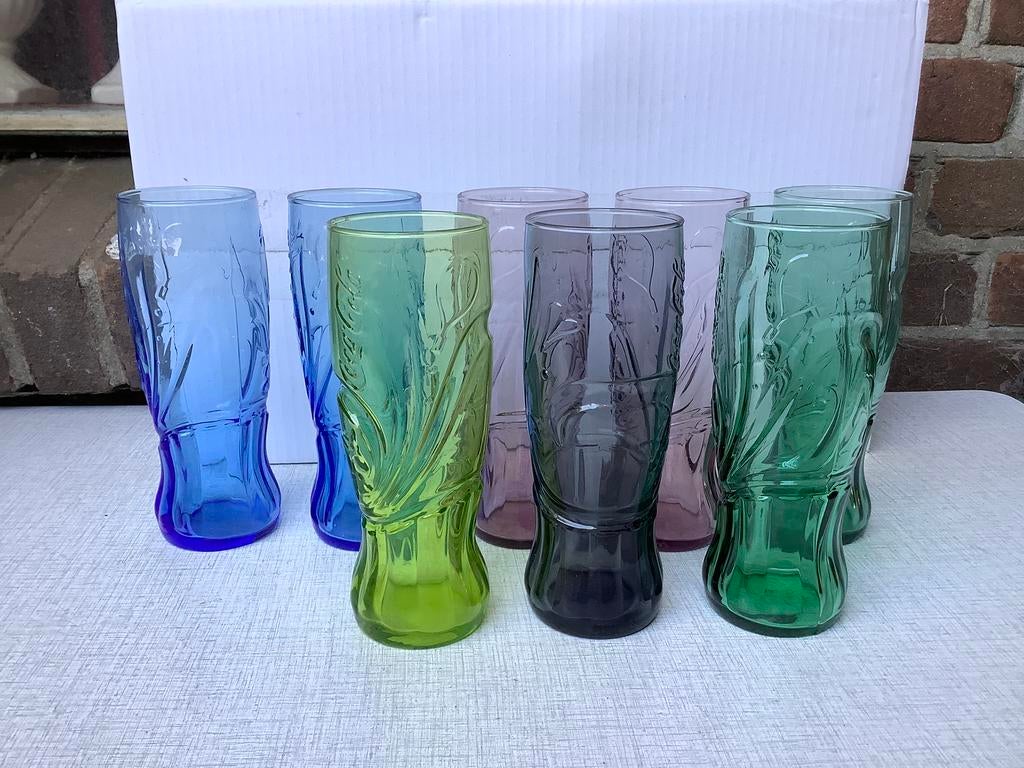 8 coca cola glazen, Verzamelen, Glas en Borrelglaasjes, Ophalen of Verzenden, Gebruikt, Frisdrankglas