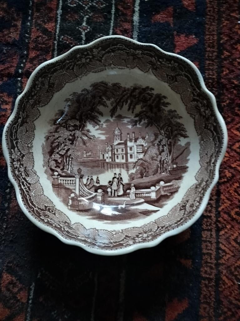 Mooie Mason's Ironstone Schaal met Scène, Ophalen