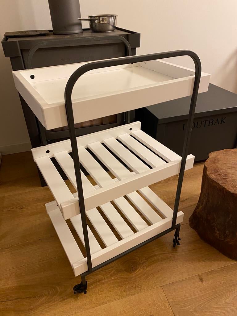 Trolley van metaal en hout, Huis en Inrichting, Ophalen, Zo goed als nieuw