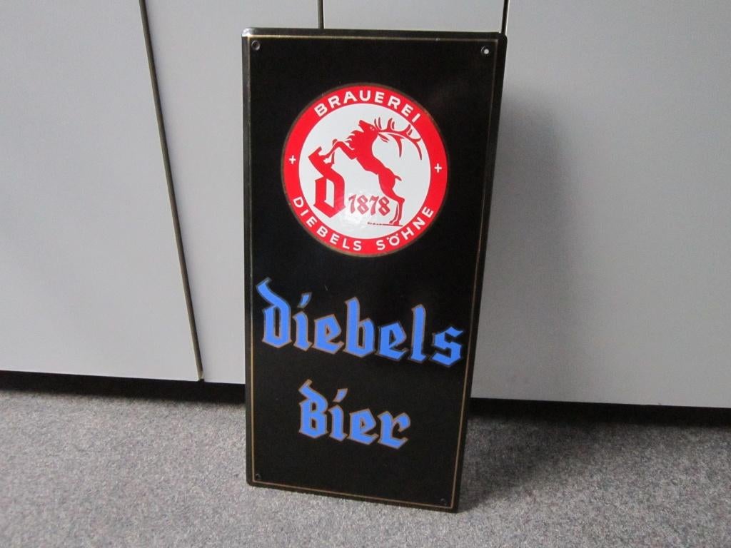DIEBELS BIER EMAILLE RECLAMEBORD, Verzamelen, Ophalen, Zo goed als nieuw, Reclamebord, Plaat of Schild, Overige merken