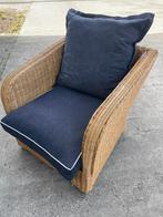Mooie rieten stoel met kussens, Gebruikt, Bruin, Riet of Rotan, Ophalen of Verzenden
