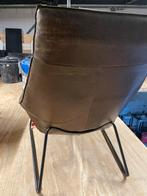 Jess Design Fauteuil met Voetenbank - Leder/Staal, Huis en Inrichting, Fauteuils, Ophalen, Gebruikt, Leer, 75 tot 100 cm