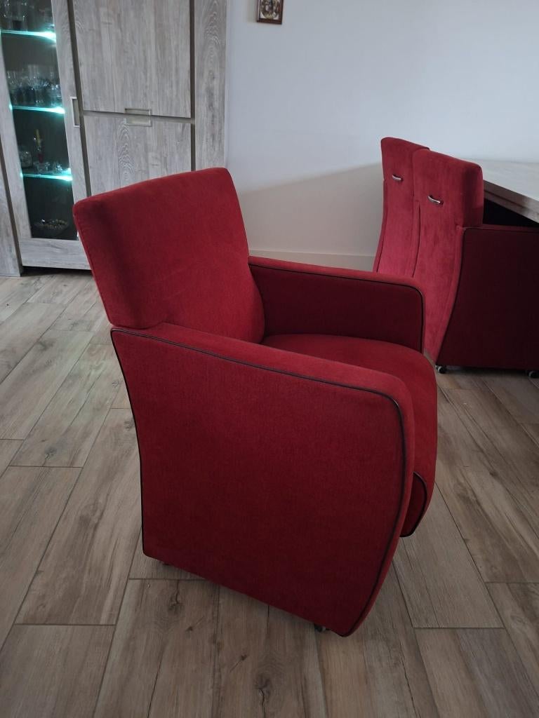 6 eetkamer stoelen, Ophalen, Zo goed als nieuw, Vijf, Zes of meer stoelen, Rood