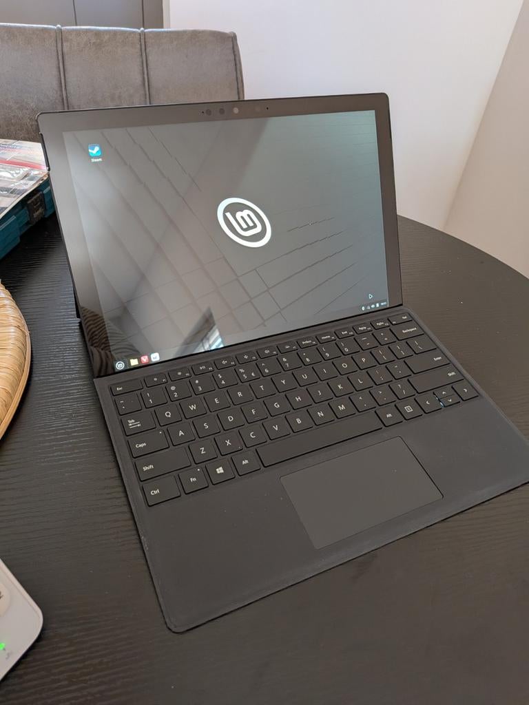 Microsoft Surface Pro 7 met Linux Mint, Computers en Software, Windows Tablets, Gebruikt, Wi-Fi, 12 inch, 256 GB, Usb-aansluiting
