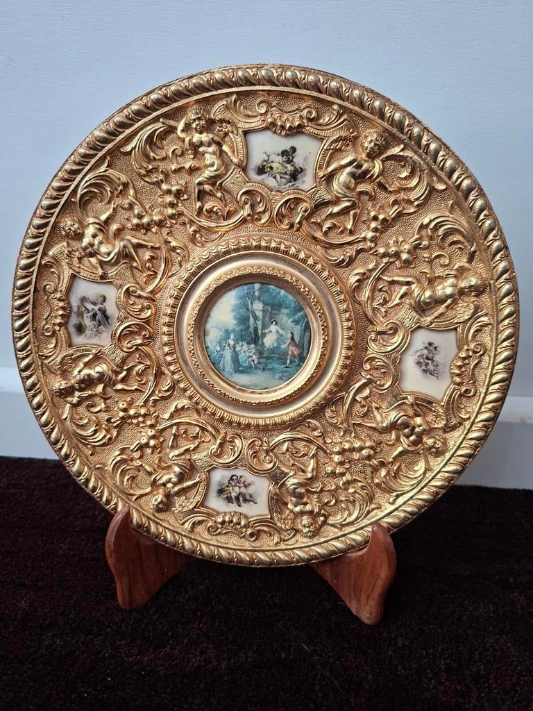 Fragonard Brons wandbord antiek met afbeeldingen porselein, Ophalen of Verzenden