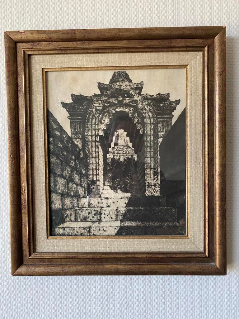Tempel in Azië, Antiek en Kunst, Kunst | Etsen en Gravures, Ophalen of Verzenden