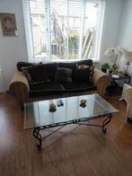 Chique bankstel met glazen salontafel, Huis en Inrichting, Banken | Bankstellen, Gebruikt, Klassiek, Sjiek, Overige materialen