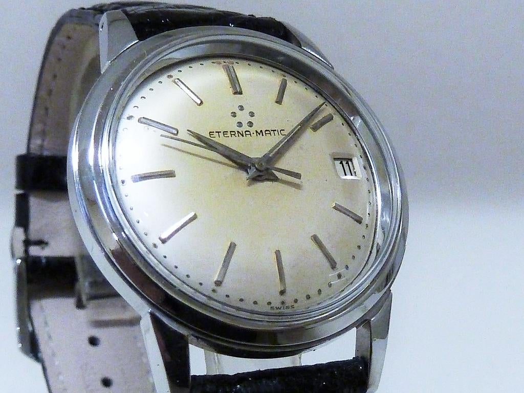Eterna-Matic Cal. 1422 – Vintage Automaat, Sieraden, Tassen en Uiterlijk, Horloges | Antiek, Overige merken, Staal, Met bandje