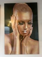 Glaspaneel vrouw in goud, Ophalen, Nieuw, Nvt, Nvt