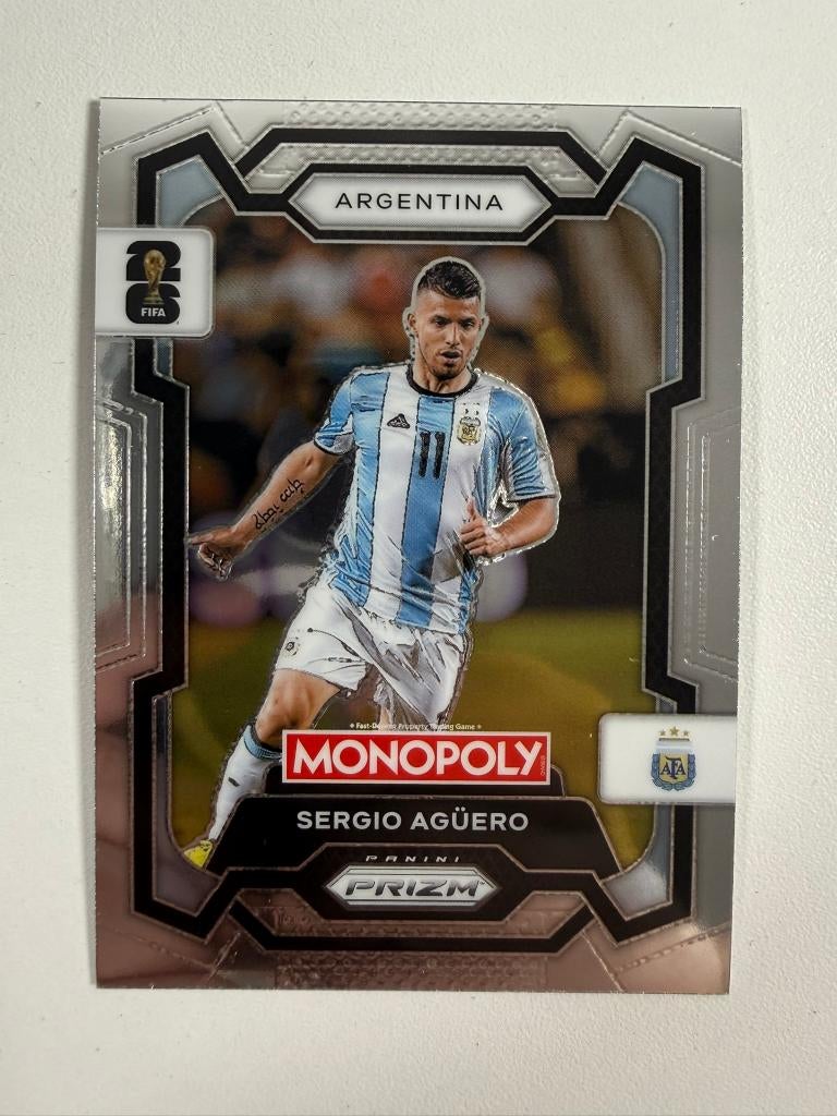 6 Sergio Aguero Prizm Monopoly World Cup 2026, Ophalen of Verzenden, Nieuw, Buitenlandse clubs, Poster, Plaatje of Sticker