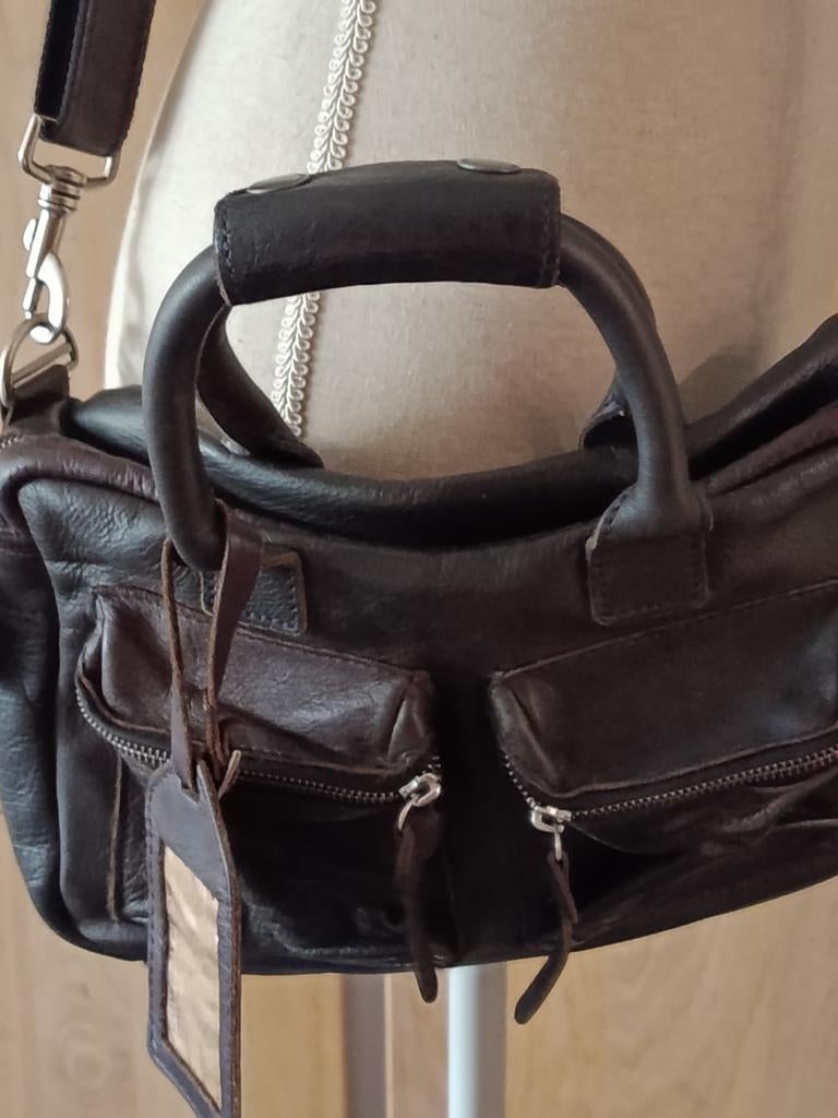 Little Cowboy Bag - Donkerbruine Leren Tas, Ophalen of Verzenden, Bruin, Leer