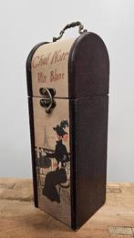 OUDE BROCANTE WIJNKOFFER - "CHAT NOIR VIN BLANC", Gebruikt, Ophalen of Verzenden, Minder dan 5 flessen, Minder dan 50 cm