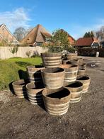 Bloembak | grote ronde Plantenbak | halve ton olijfboom vat, Tuin en Terras, Bloembakken en Plantenbakken, Ophalen, Rond, Balkon