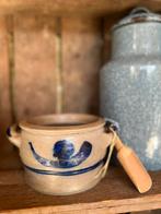 Keulse zoutpot, grespot met blauw Keulse pot bloempot, Antiek en Kunst, Antiek | Keramiek en Aardewerk, Ophalen of Verzenden