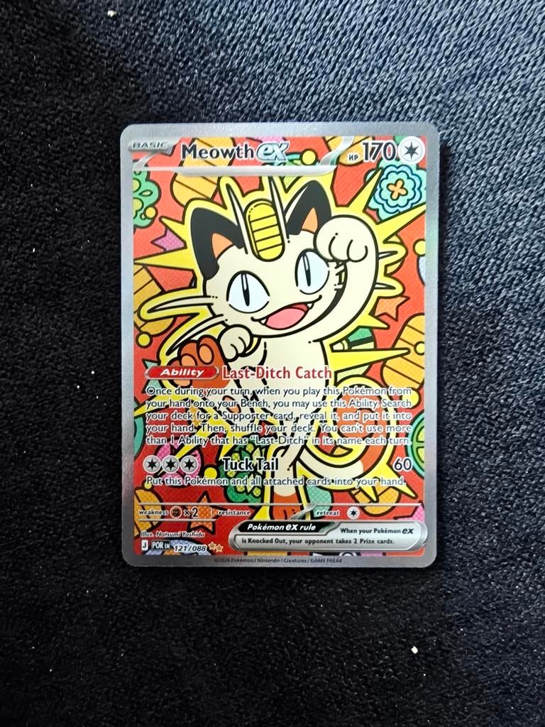 Meowth ex 170 HP Pokemon kaart, Ophalen, Nieuw, Losse kaart, Foil