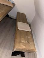 Robuust houten bankje met metalen onderstel, Ophalen, 125 cm of meer, Zo goed als nieuw, Rechthoekig