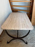 Vintage 60s salontafel met natuurstenen blad en ijzeren onde, Huis en Inrichting, Tafels | Salontafels, Ophalen, Gebruikt, 100 tot 150 cm