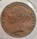 1 Farthing 1854 Engeland Oude Antieke Munt Queen Victoria, Ophalen of Verzenden, Overige landen