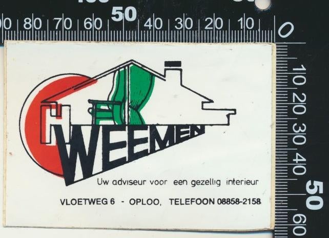 Sticker: Woninginrichting Weemen - Oploo (2), Ophalen of Verzenden, Zo goed als nieuw, Bedrijf of Vereniging