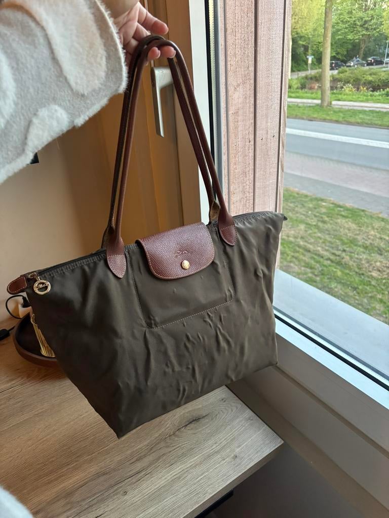 Longchamp Le Pliage Shopper Khaki – Grote Tote Origineel, Ophalen of Verzenden, Zo goed als nieuw