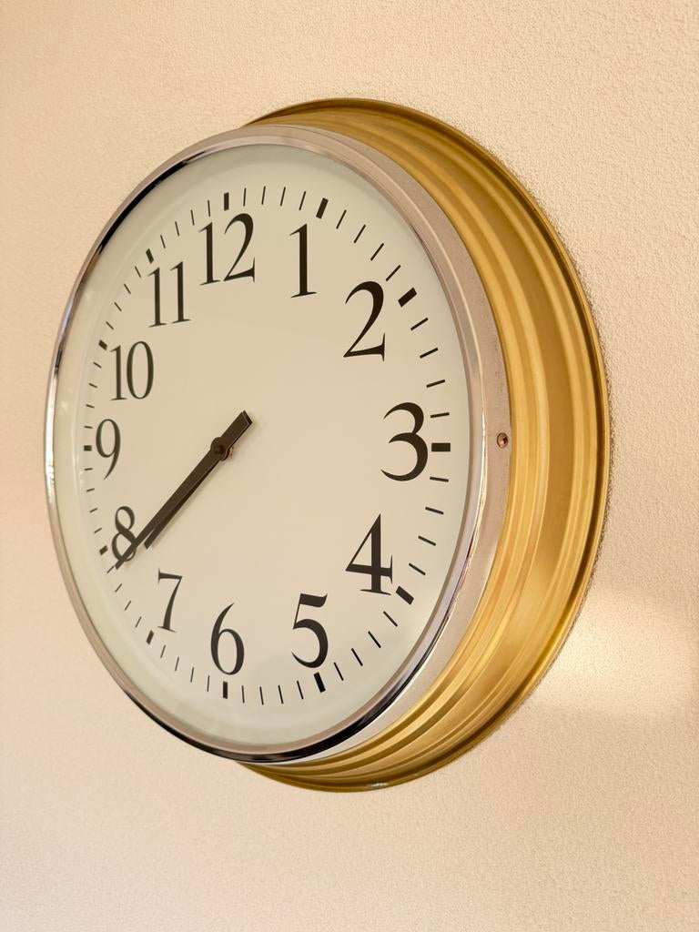 IKEA BRAVUR wandklok, Goud/Zwart/Wit., Huis en Inrichting, Woonaccessoires | Klokken, Gebruikt, Wandklok, Analoog, Ophalen of Verzenden