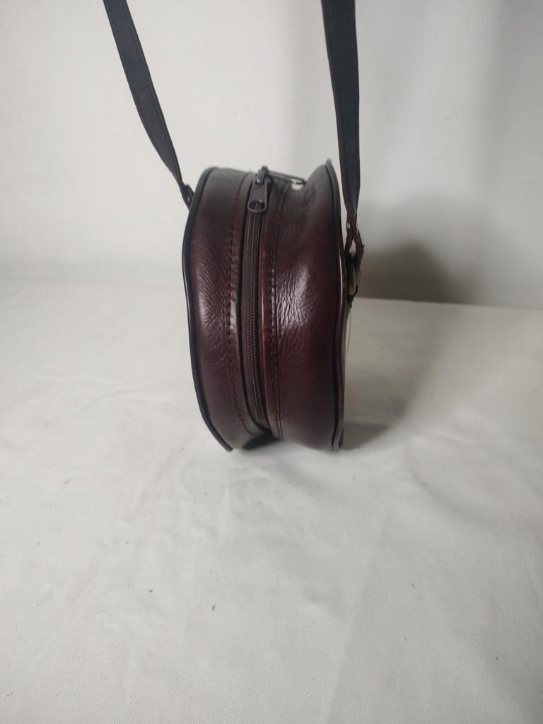 K643 BOSBOOM bruin lederen schoudertas, 2e hands, Gebruikt, Bruin, Schoudertasje