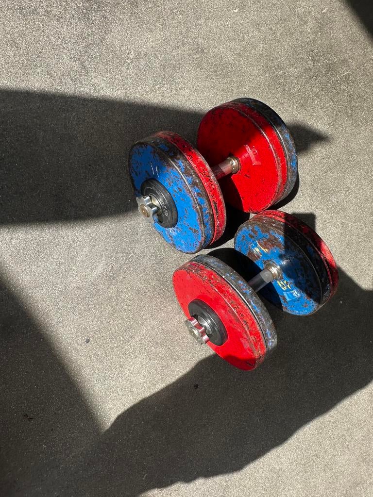 2x43kg Verstelbare Dumbells, Sport en Fitness, Fitnessmaterialen, Ophalen, Gebruikt, Dumbbell