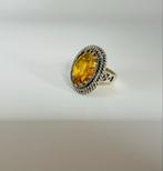 Zilveren ring met amber - maat 17, Geel, Nieuw, Ophalen of Verzenden, 17 tot 18