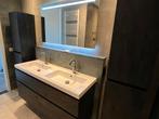 Moderne badkamermeubelset met dubbele wastafel en kasten, 100 tot 150 cm, Ophalen of Verzenden, Zo goed als nieuw, Minder dan 100 cm