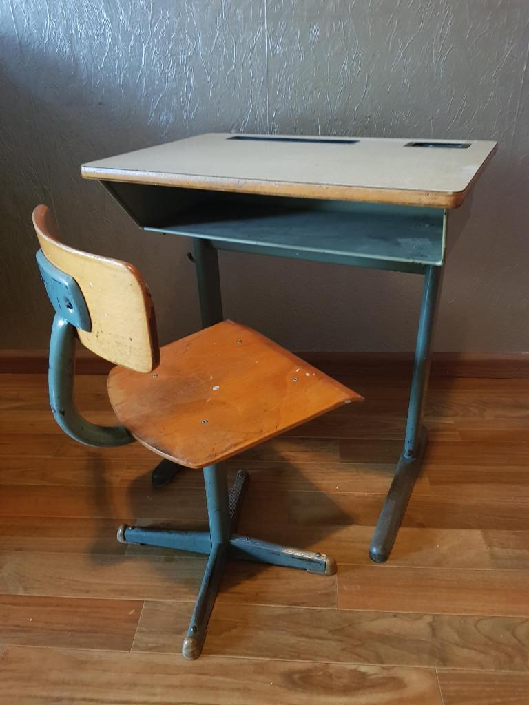 antiek retro vintage schoolbankje stoeltje school bank stoel, Ophalen