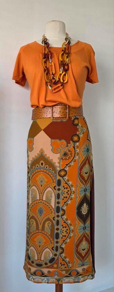 Etro Milano 100% zijde maxi rok & Burberry top 42, Kleding | Dames, Rokken, Zo goed als nieuw, Overige kleuren, Onder de knie
