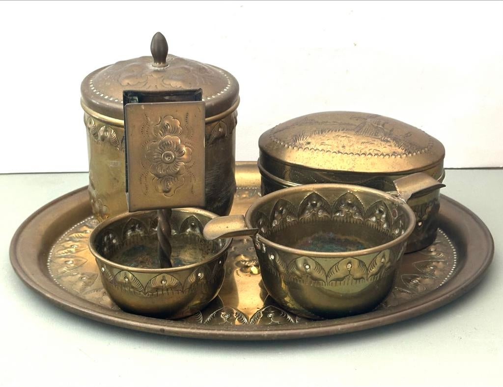 Antiek Fries Koperen Rookstel - "Friesche Koperkunst", Antiek en Kunst, Antiek | Koper en Brons, Ophalen of Verzenden, Koper