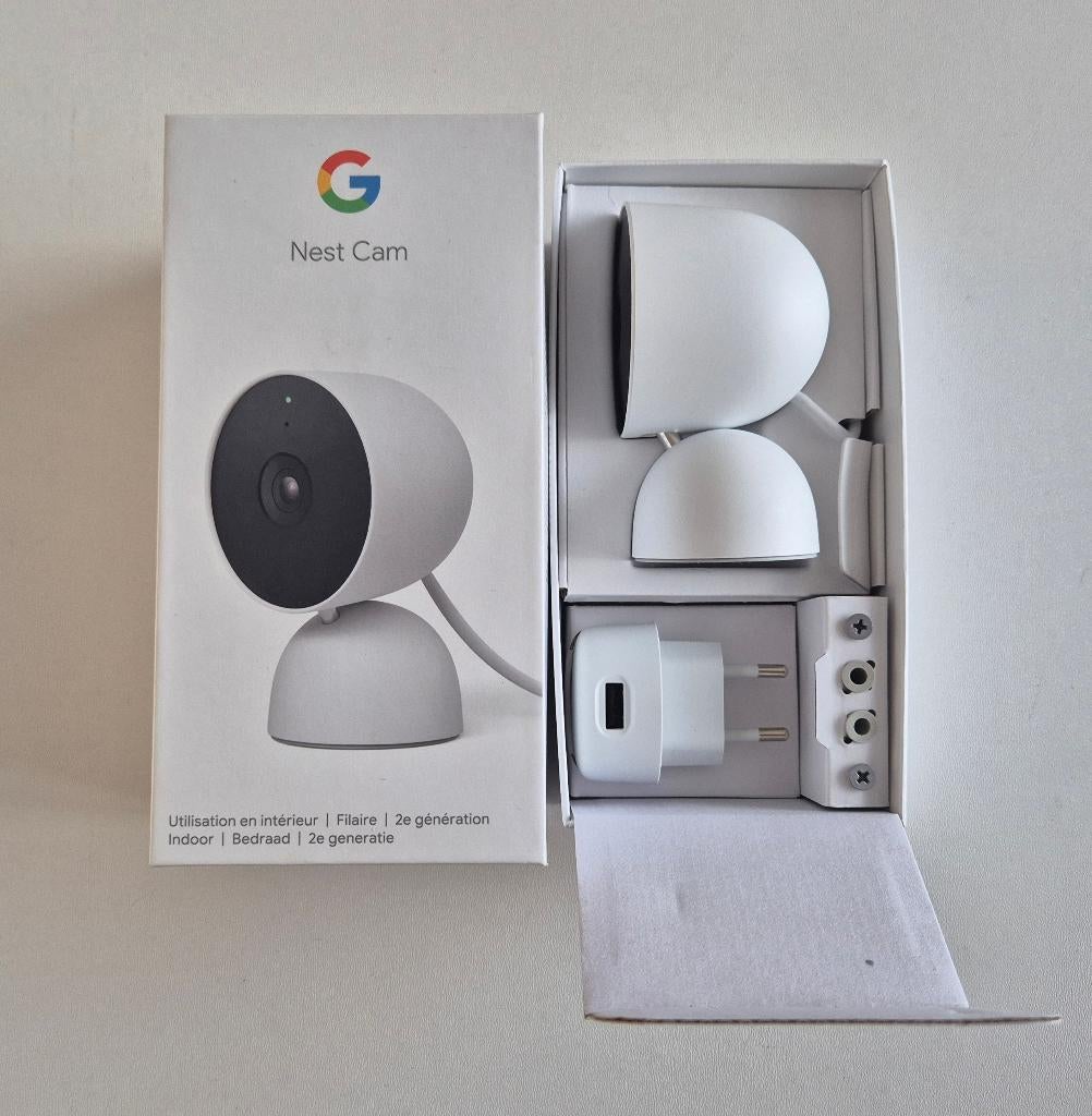 2 x Google Nest Cam Indoor 2e Generatie, Audio, Tv en Foto, Videobewaking, Zo goed als nieuw, Binnencamera, Ophalen of Verzenden