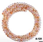 75 x 6 mm wijnrood en ivoorkleur facet glaskraal k-131, Ophalen of Verzenden, Nieuw, Kraal