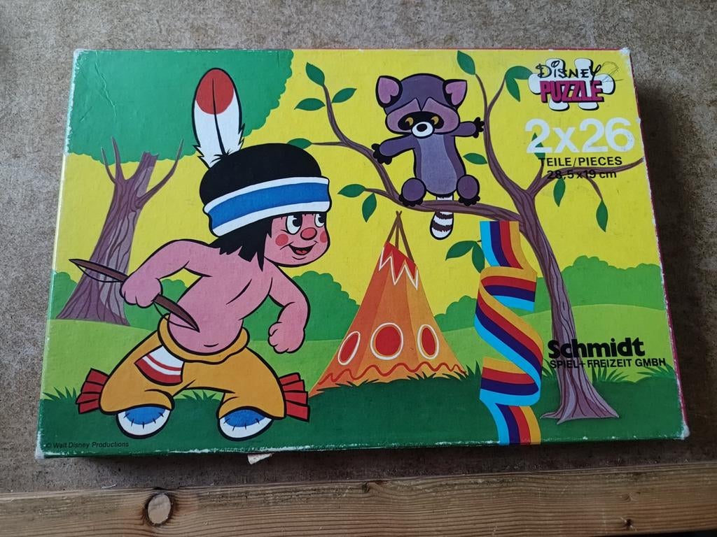 Schmidt disney puzzel 2x 26 stukjes Wigwam, Kinderen en Baby's, Speelgoed | Kinderpuzzels, Gebruikt, 10 tot 50 stukjes, Ophalen of Verzenden