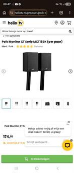 Polk Boekenplank Speakers met Muurbeugel, Ophalen of Verzenden, Gebruikt, Front, Rear of Stereo speakers, Overige merken