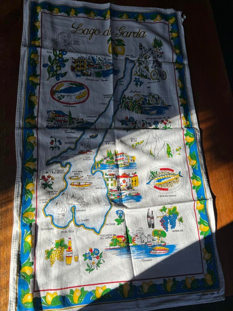 Theedoek Lago di Garda, Verzenden, Gebruikt, Wit, Theedoek of Handdoek