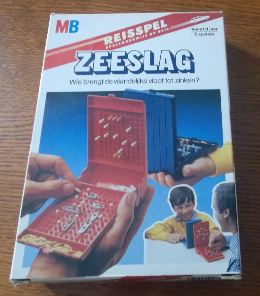 Reisspel Zeeslag van MB / Vintage 1982, Hobby en Vrije tijd, Gezelschapsspellen | Bordspellen, MB, Een of twee spelers, Ophalen of Verzenden
