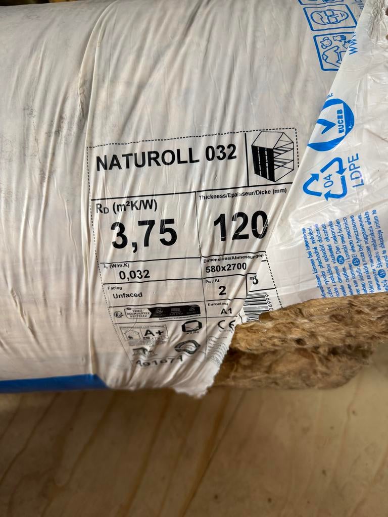 Knauf Naturoll Glaswol Isolatie 140mm & 120mm, Ophalen, 12 cm of meer, Nieuw, 15 m² of meer