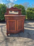 Antiek mahonie houten kastje met spiegel, Ophalen