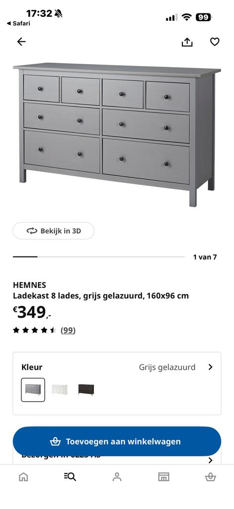 Hemnes ladekast, Huis en Inrichting, Kasten | Ladekasten, Ophalen, 5 laden of meer, 50 tot 100 cm, 150 tot 200 cm