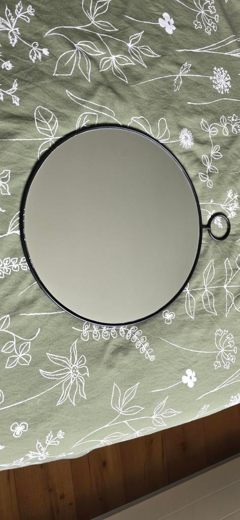 Ronde spiegel met zwarte rand 30cm, Huis en Inrichting, Woonaccessoires | Spiegels, Ophalen
