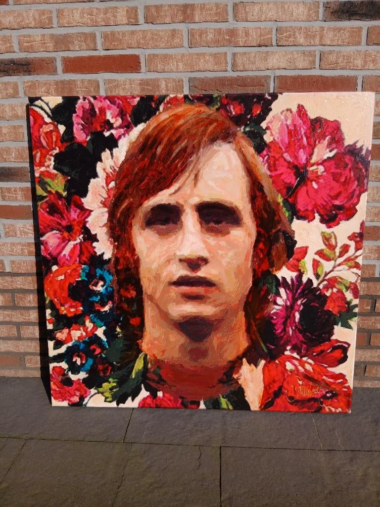 peter donkersloot schilderij van johan cruijf 100x100 ea opl, Ophalen