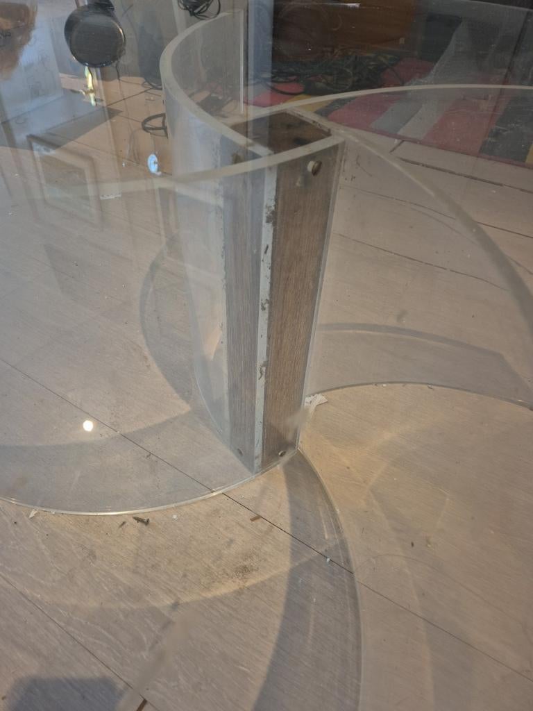 Vintage Glazen Salontafel - Rond, 106cm Diameter, Ophalen, Gebruikt, Rond, Glas