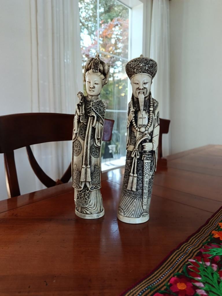 2 Japanse ivory keizer/keizerin beelden, Antiek en Kunst, Ophalen of Verzenden