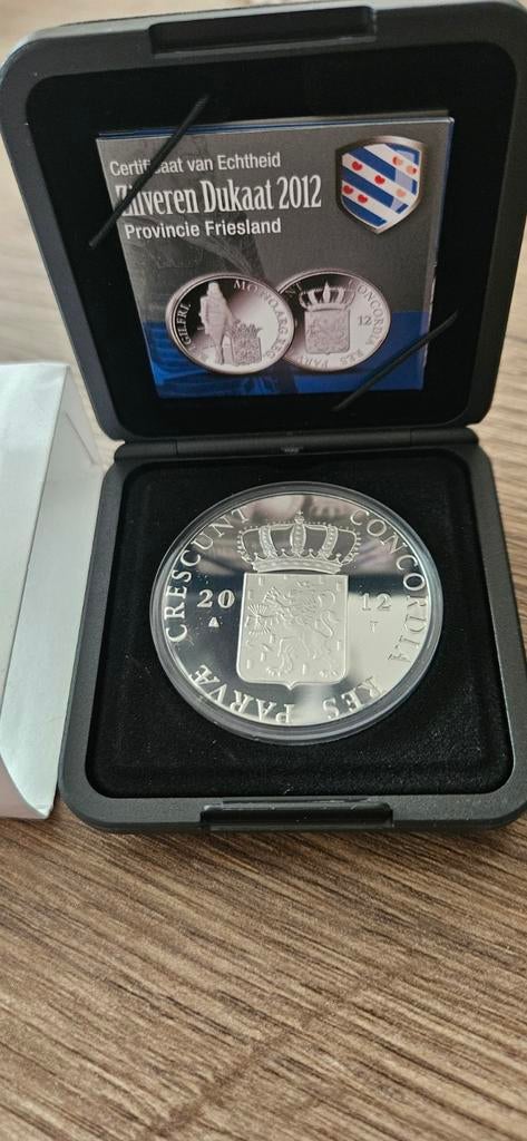 Zilveren Dukaat 2012 FRIESLAND proof in orginele doosje, Koningin Beatrix, Zilver, Losse munt, Overige waardes