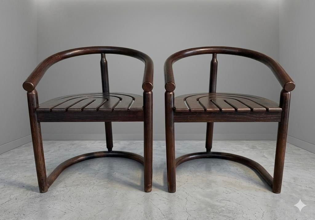 2 vintage stoelen by Allmilmö ‘80, Ophalen, Twee, Bruin, Zo goed als nieuw